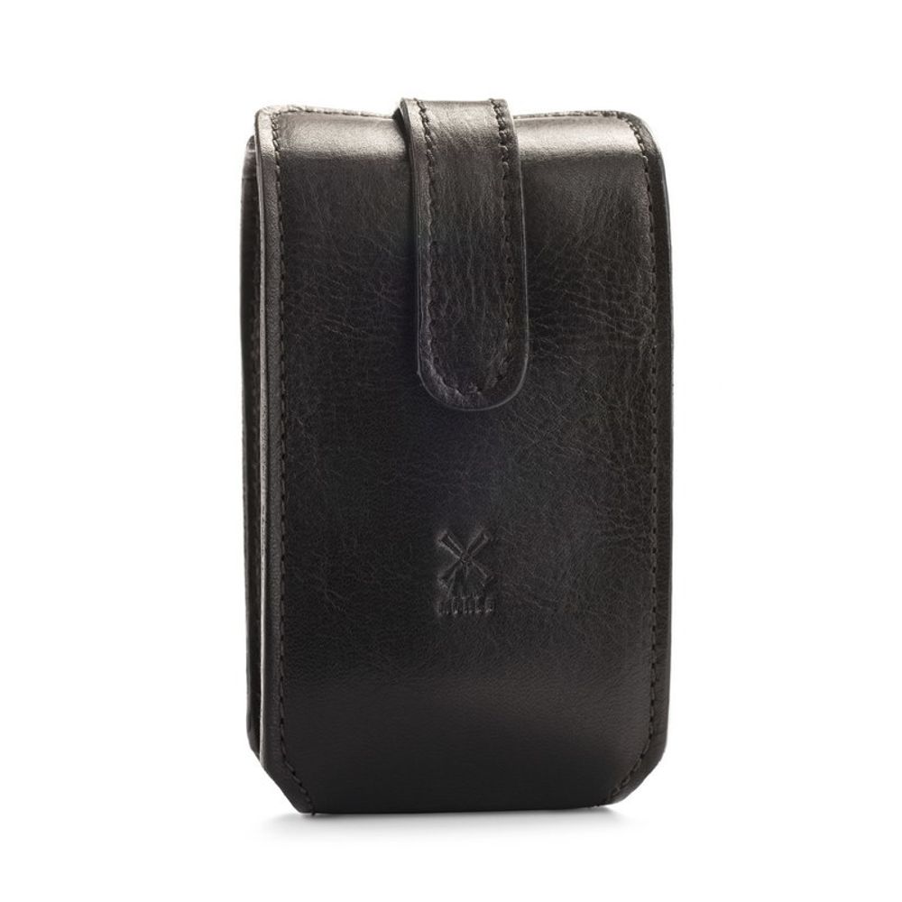 Дорожный бритвенный набор MUEHLE, чехол из натуральной черной кожи, дорожный помазок, дорожная бритва Fusion (RT 3 F)