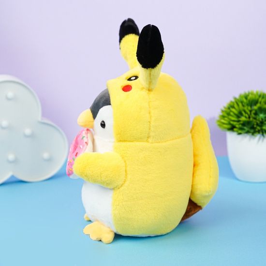 Мягкая игрушка "Пингвин в костюме Пикачу" 23 см