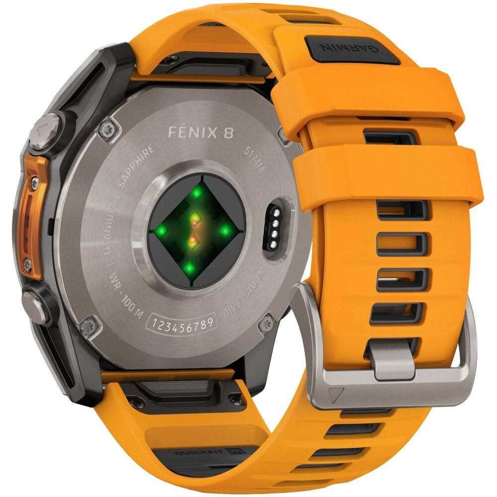 Смарт-часы Garmin Fenix 8 Amoled 51 мм Sapphire Titanium оранжевый браслет, 010-02905-11