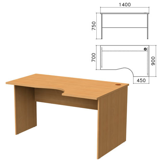 Стол письменный эргономичный "Монолит", 1400х900х750, правый, цвет бук бавария,4.1