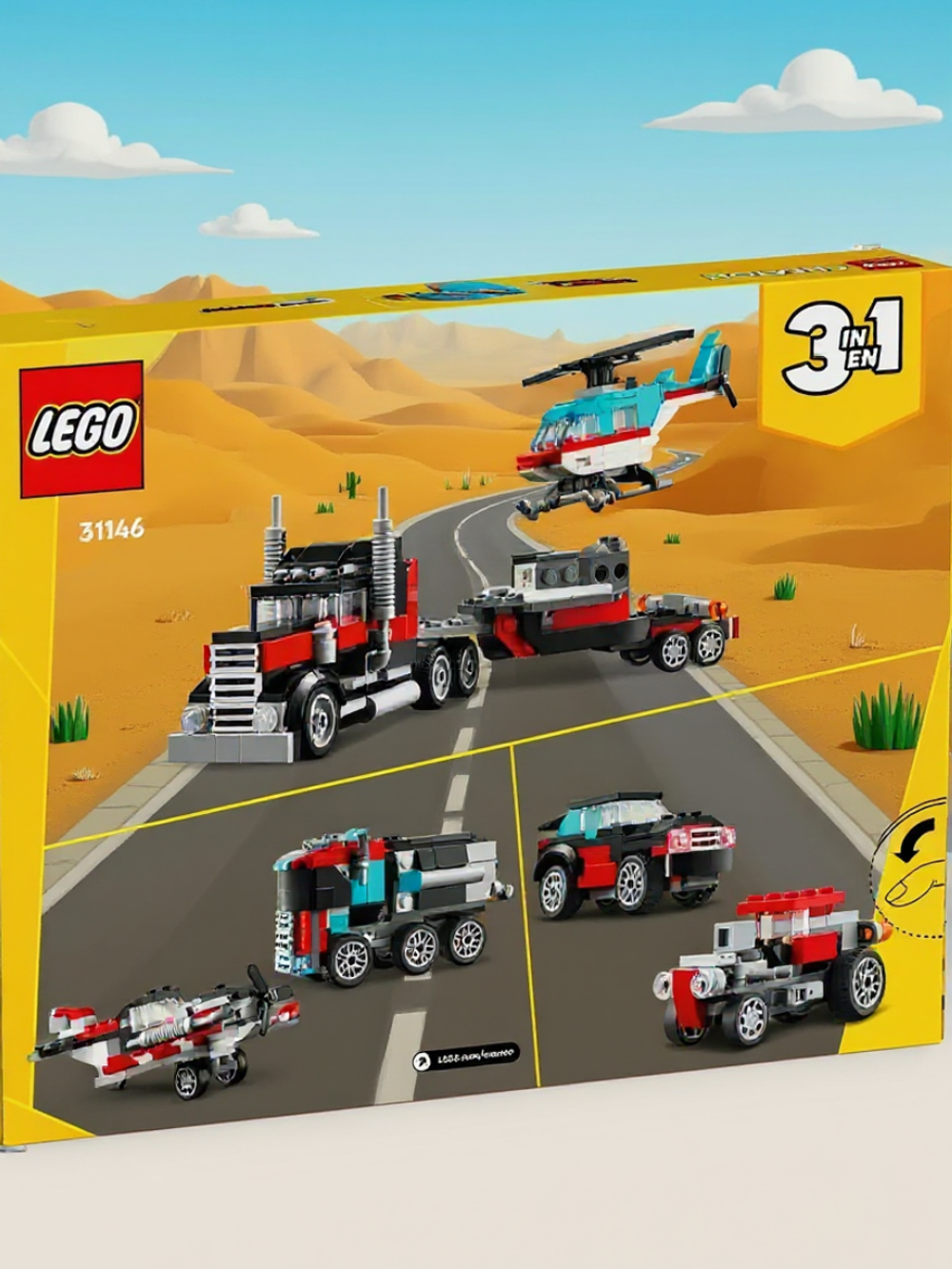 LEGO Creator 31146 — грузовик-платформа с вертолётом, конструктор 3-в-1