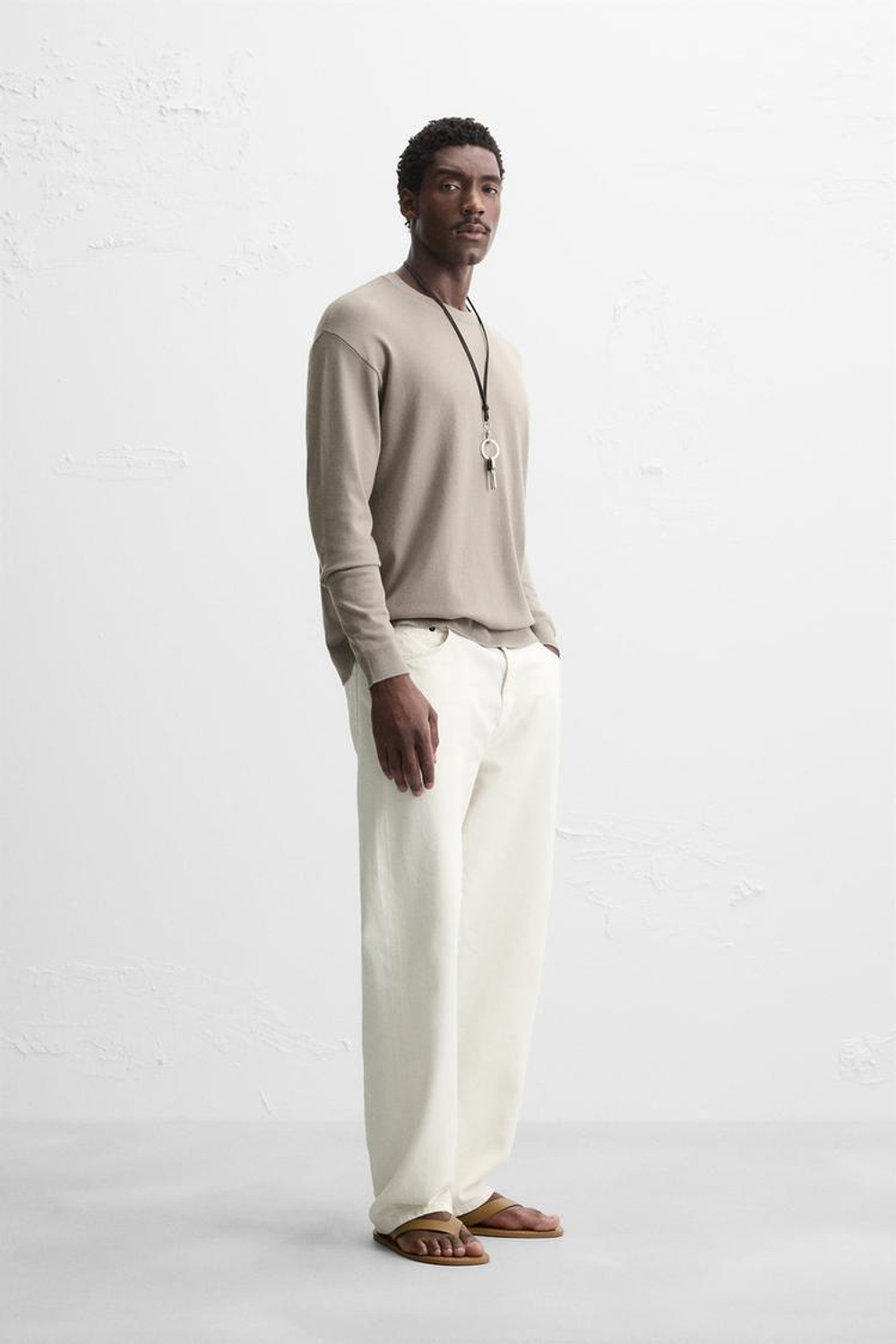 ZARA СВИТЕР ИЗ ВИСКОЗЫ С РЕЛЬЕФНЫМ УЗОРОМ, СЕРО-КОРИЧНЕВЫЙ