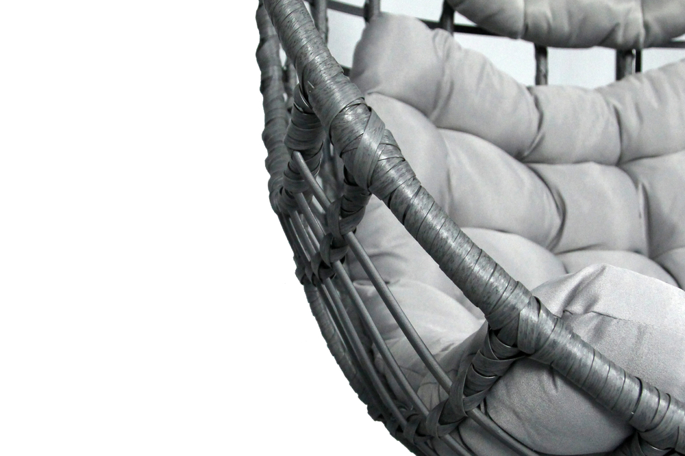 Кресло подвесное Лондон арт.3978-МП (стойка+основание.черн.,корзн.серая.,подуш.серая, 3 уп. (Т))