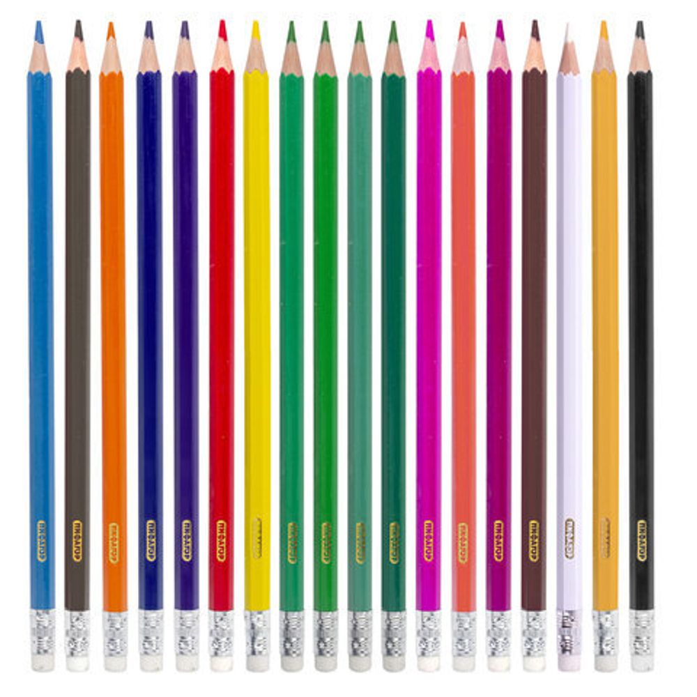 Карандаши цветные стираемые с резинкой ПИФАГОР "МАГИЯ", 18 цветов, пластиковые, 181575