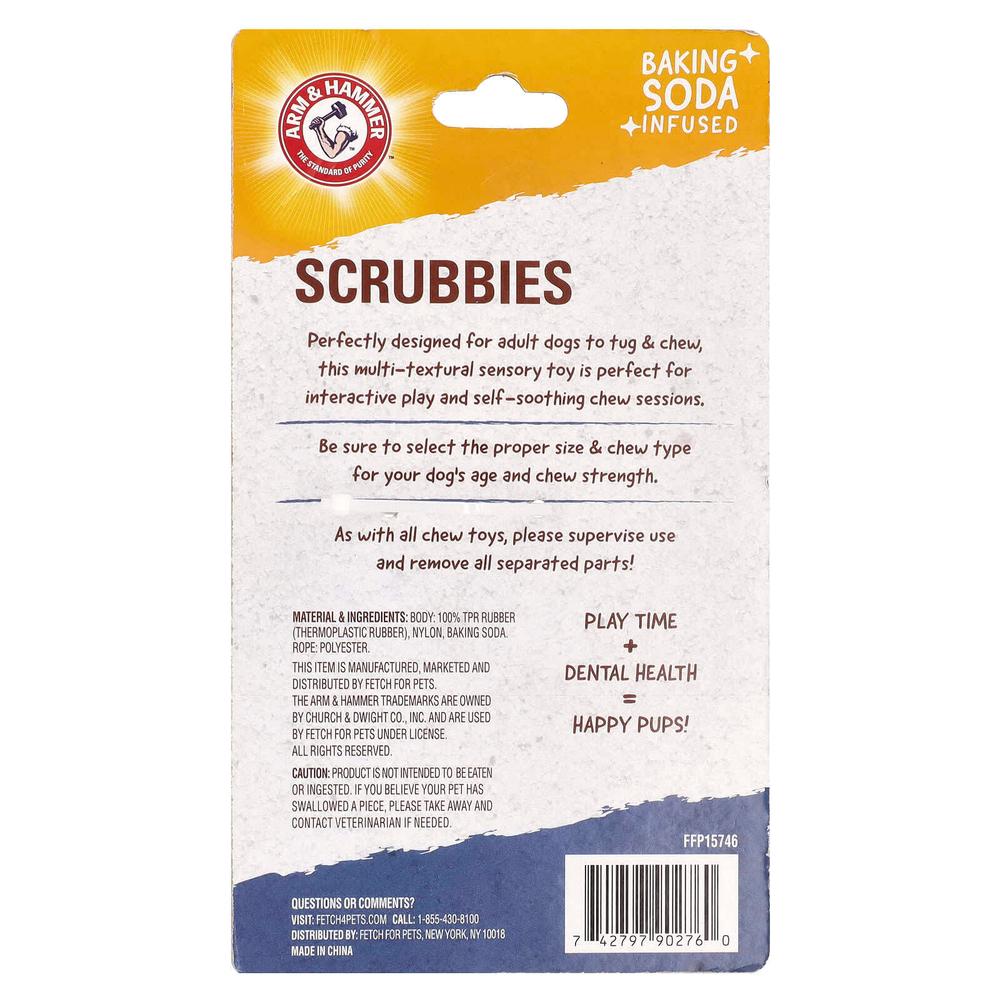 Arm & Hammer, Scrubbies, игрушка для ухода за полостью рта, для взрослых собак, Throw N' Tug, 1 шт.
