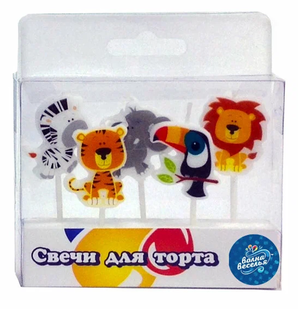 Купить свечи в торт в форме животных сафари 5 шт