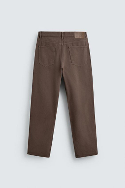 ZARA ДЖИНСЫ STRAIGHT FIT С ЭФФЕКТОМ ПОТЕРТОСТИ, СЕРО-КОРИЧНЕВЫЙ