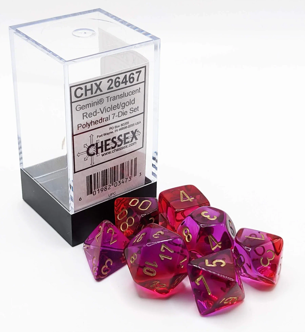 Chessex 7-dice set Gemini Translucent Red-Violet/Gold