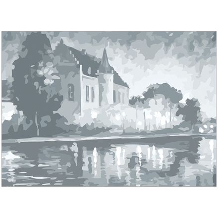 Холст грунтованный на картоне, 30х40 см, с эскизом, Сонет Замок