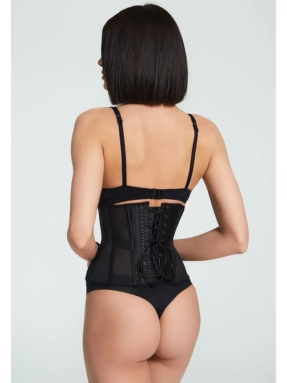 Черный прозрачный корсет MINI