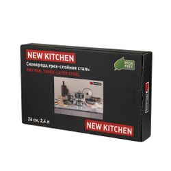 Сковорода 26/19,5 см h5,5 см New Kitchen Honeycombs нерж. с антиприг. покр. ИНДУКЦИЯ P.L.