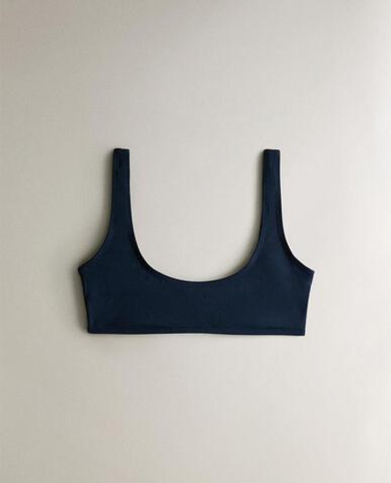 ZARA HOME БИКИНИ ТОП С КРУГЛЫМ ВЫРЕЗОМ, СИНИЙ