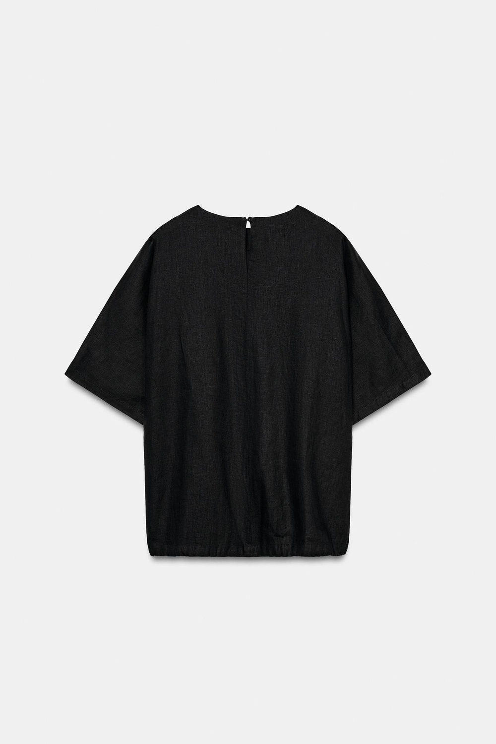 ZARA ЛЬНЯНОЙ ТОП НА ШНУРКАХ — ZW COLLECTION, ЧЕРНЫЙ