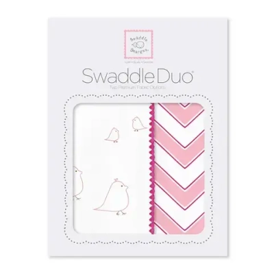 SwaddleDesigns SD-162P-450P Набор пеленок SwaddleDuo - Mama & Baby Chickies + Chevron, Pink