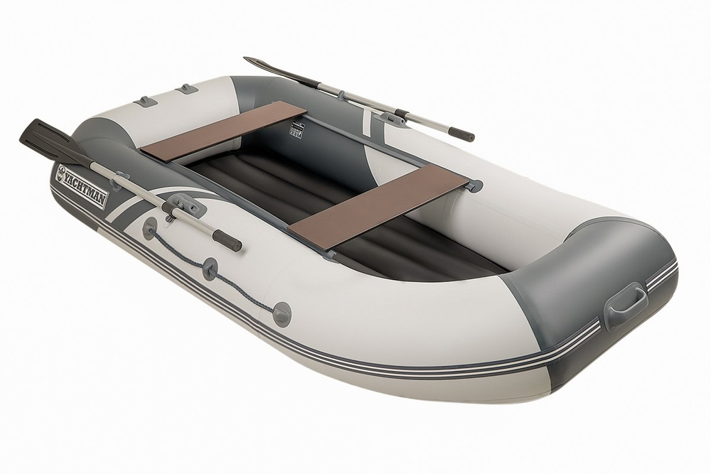 YACHTMAN-260 МНД НАДУВНОЕ ДНО (Яхтман) белый-серый (лодка ПВХ с усилением)