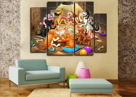 Модульная картина "Собачий покер"