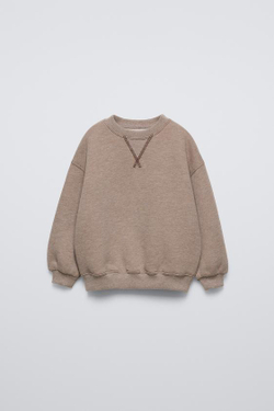 ZARA ОДНОТОННАЯ ТОЛСТОВКА, СЕРОВАТО-КОРИЧНЕВЫЙ