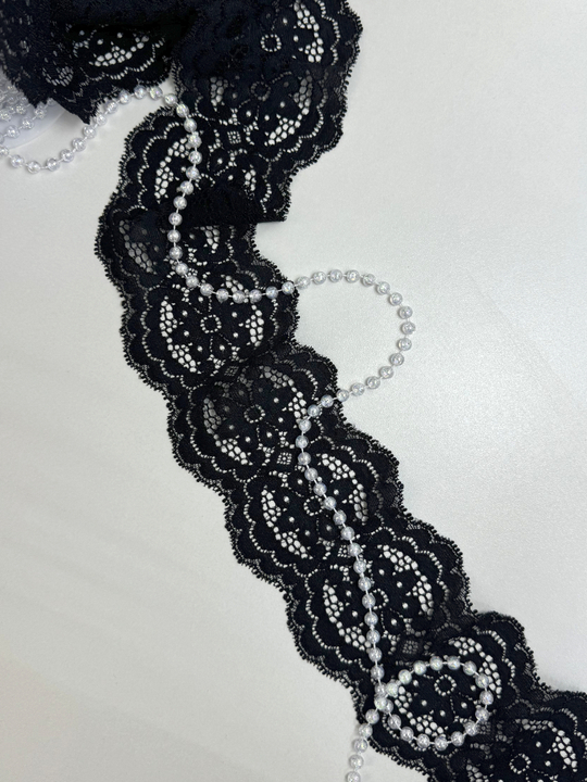 кружево черное,  7,0см, стрейч, IFS
