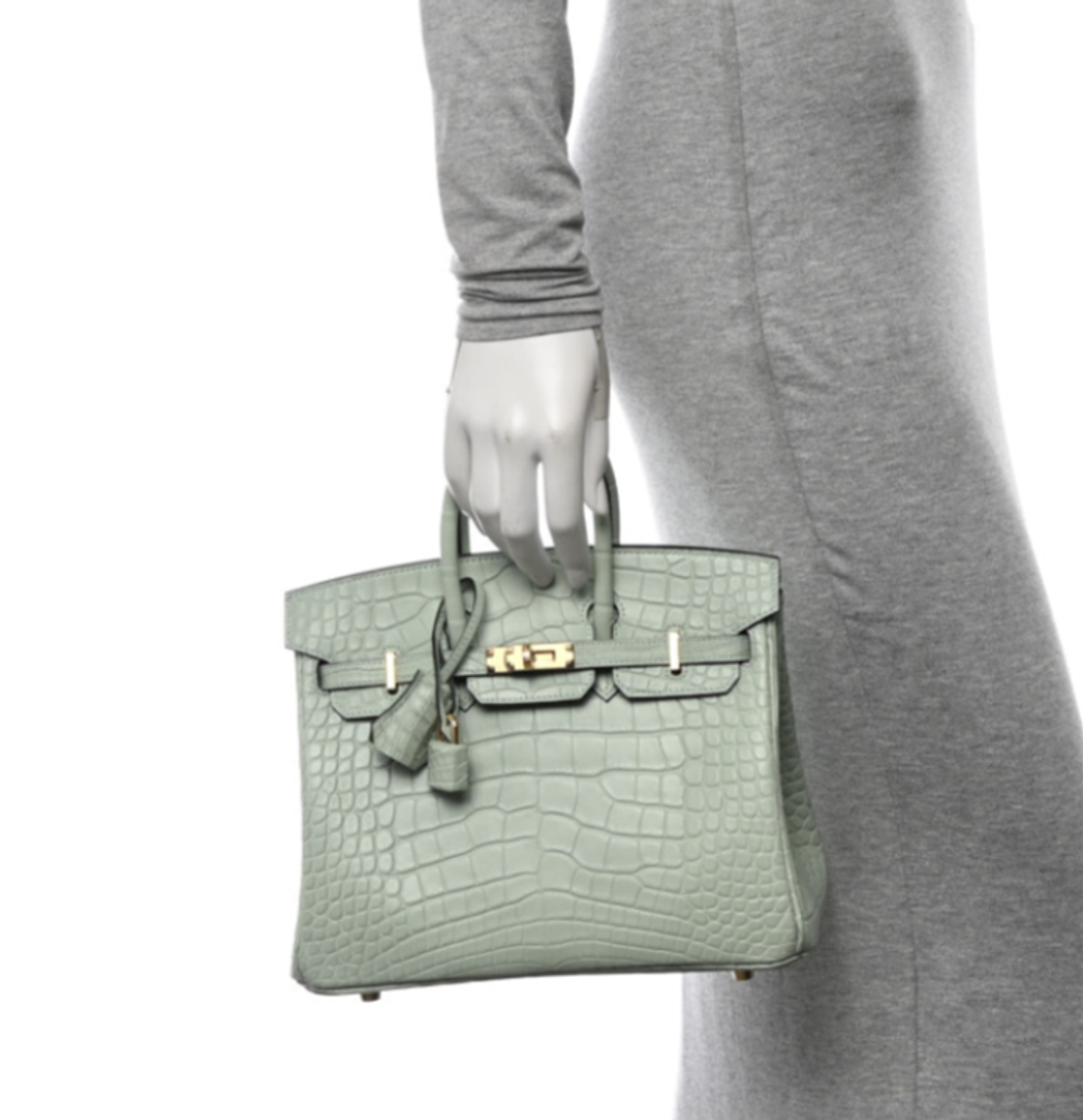 HERMÈS Birkin 25 Vert D’Eau из матовой кожи аллигатора, позолоченная фурнитура, «never worn»