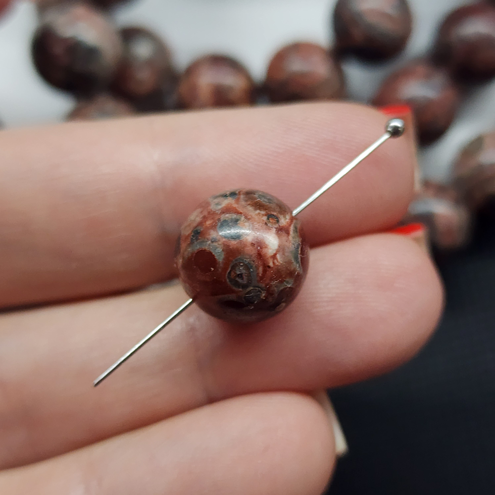 Риолит (леопардовая яшма), красочные бусины шар 12.5мм