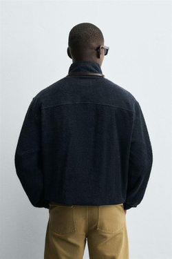 ZARA ТОЛСТОВКА СВОБОДНОГО КРОЯ, МОРСКОЙ СИНИЙ