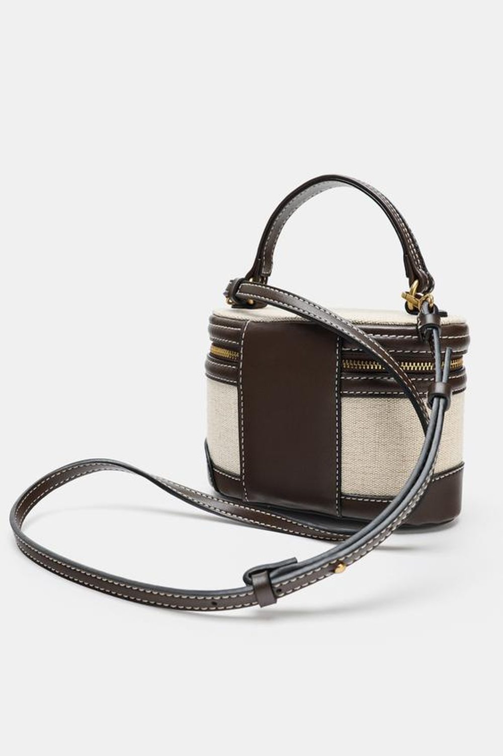 ZARA КОМБИНИРОВАННАЯ ЖЕСТКАЯ СУМКА, СВЕТЛО-БЕЖЕВЫЙ