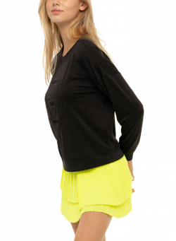 Женская теннисная футболкаLucky in Love Core Signature Original Light Weight L/S - Black