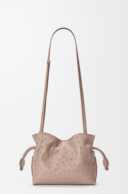 Loewe Мини-клатч Flamenco из страусиной кожи, серо-коричневый