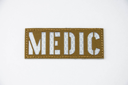 Шеврон MEDIC светоотражающий кордура 3,5х8,5 см. Койот