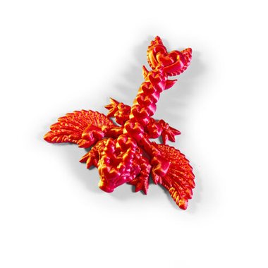 Фигурка сердце подарок на день влюбленных, игрушка сердце дракончика, красно-золотая, 3D печать