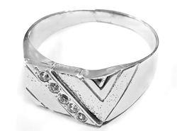 Ювелирное мужское кольцо из серебра с фианитами,размер 21.5