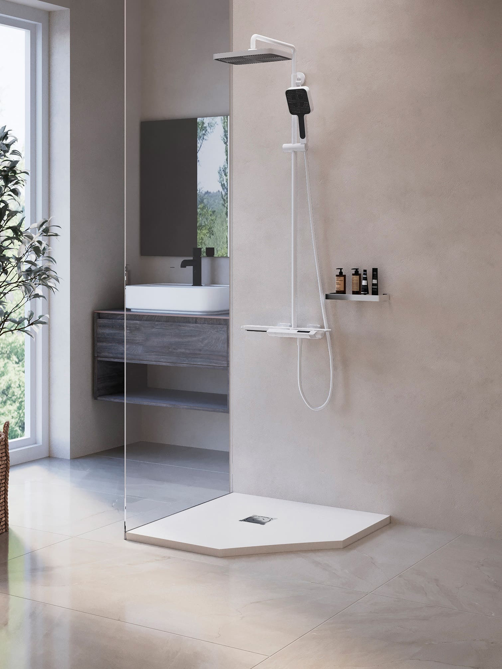 Душевой поддон трапеция RGW ST/T-W Белый (900x900)