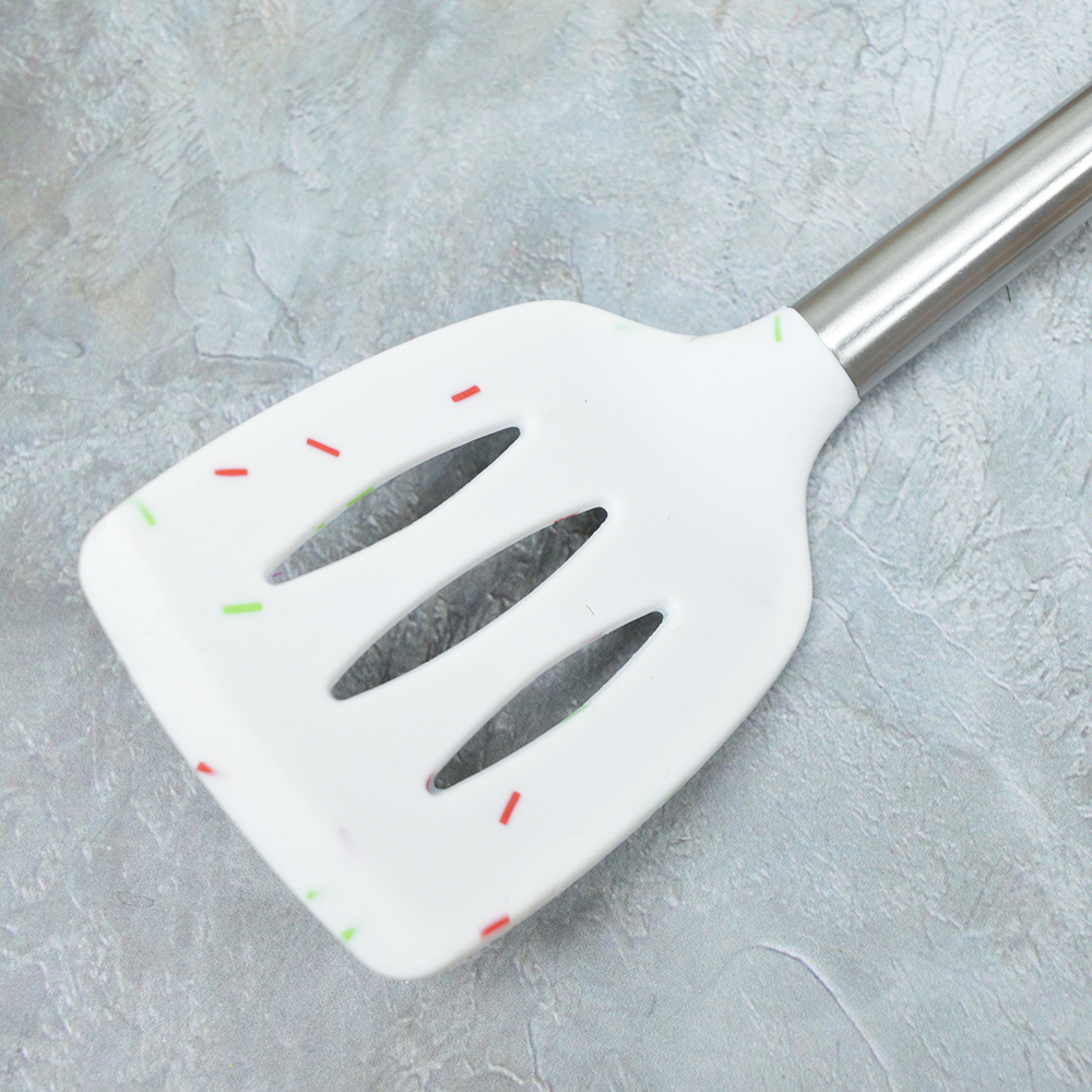 Лопатка силиконовая "Конфетти" с металлической ручкой, 35*8,2см