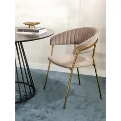 Стул Stefany, серый велюр, золотые ножки