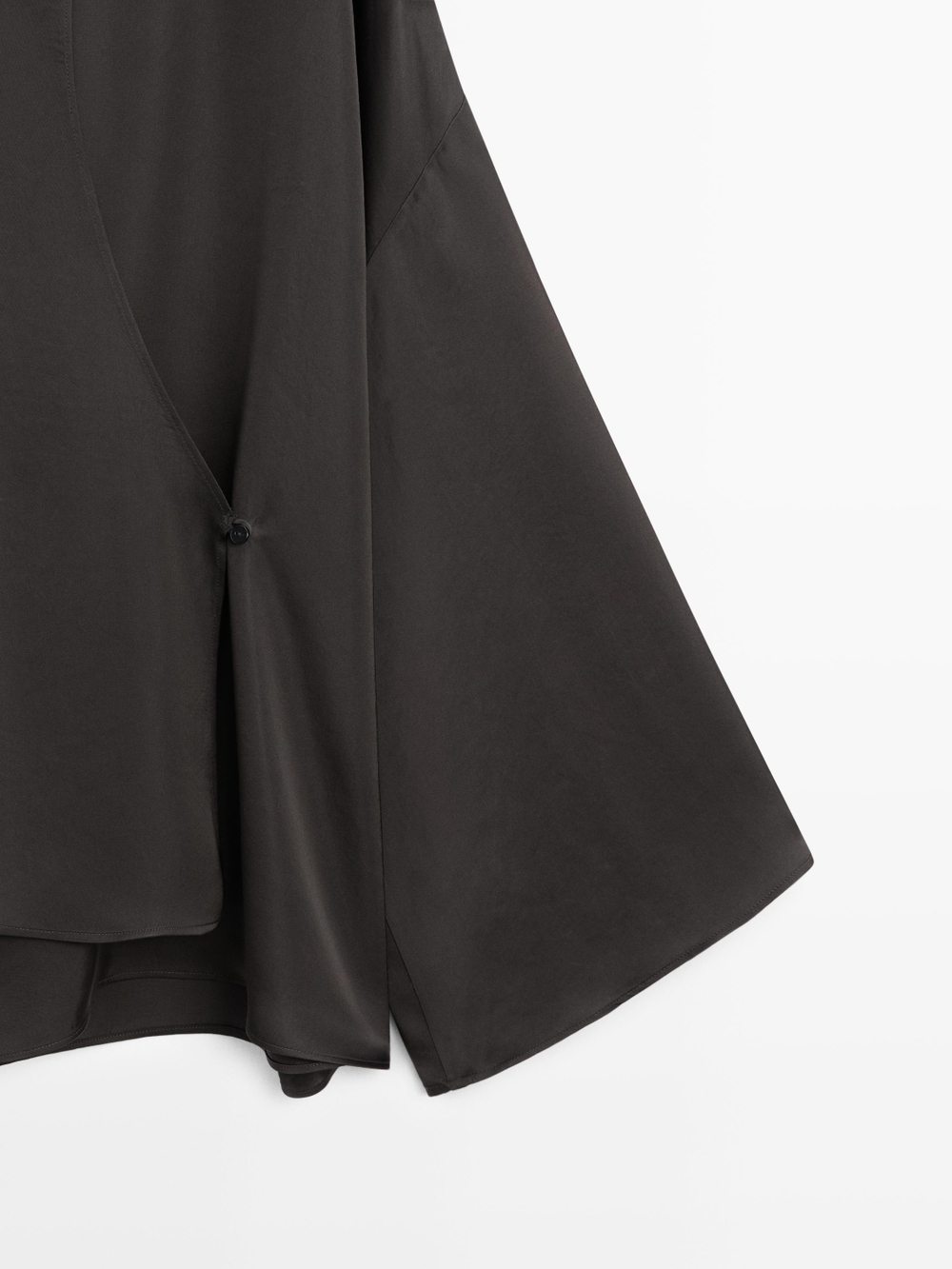 Massimo Dutti Рубашка из струящейся ткани внахлест, черный