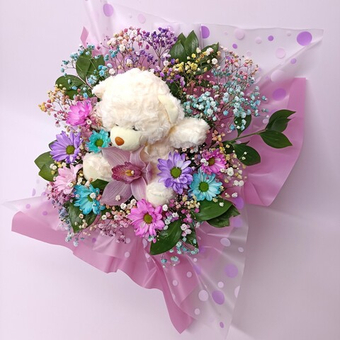 Цветочная композиция в ведерке Мишутка