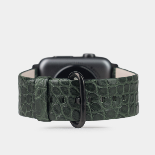 Ремешок для Apple Watch 44/45/46 mm из кожи аллигатора, зеленого цвета