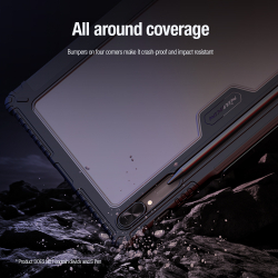 Чехол книжка от Nillkin для планшета Samsung Galaxy Tab S9 Ultra и Tab S10 Ultra, серия Bumper Pro Case-Multi Angle Folding Style, с защитной шторкой для камеры