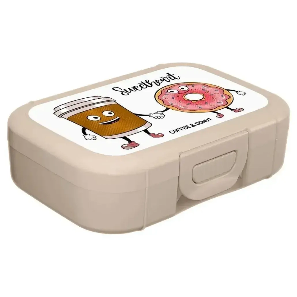 Ланч-бокс детский 0,85л с декором (бежевый) Десерты