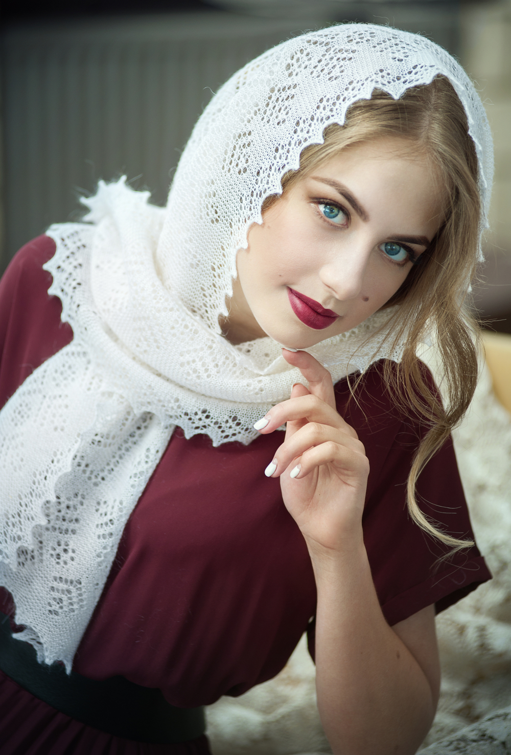 Оренбургский пуховый палантин П3-12040-01 белый