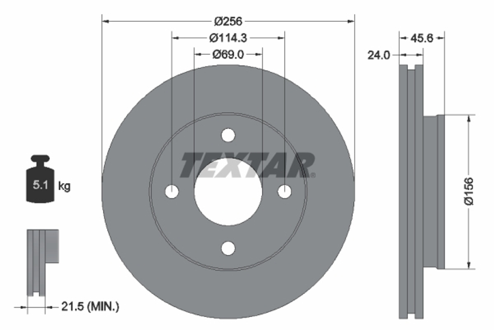 TEXTAR - 92134803-TET - Brake Disc