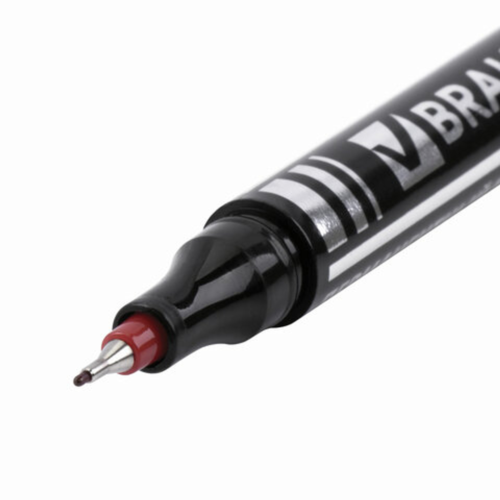 Маркер перманентный BRAUBERG "Jet", КРАСНЫЙ, супертонкий металлический наконечник 0,5 мм