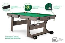 Бильярд BFG Compact Light 6 (Анкор) (Пул, анкор темный (ЛДСП), ЛДСП_16, Manchester 45 Yellow green ш1,98м, Х/б сетка)