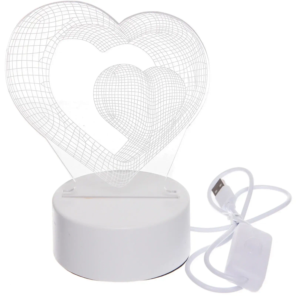 Светильник ночник «3D-Парящая любовь» на пластиковой подставке, с включателем USB