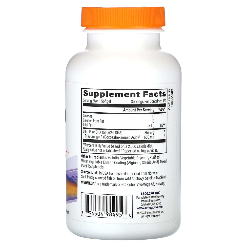 OmegaVia, ДГК 600, омега-3, 120 капсул