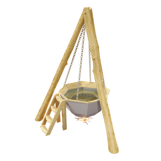 Банный чан до 4 человек на бревнах с печью