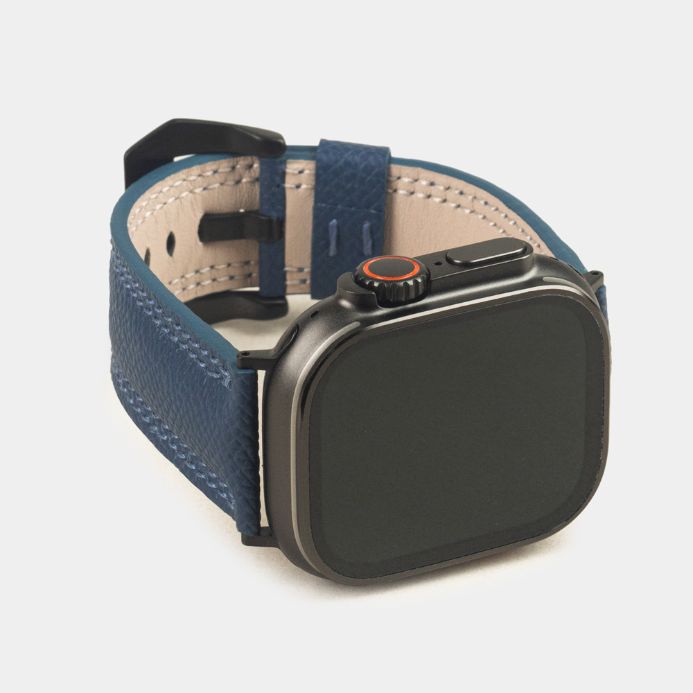 Ремешок для Apple Watch Ultra 49mm из кожи Saffiano синего цвета