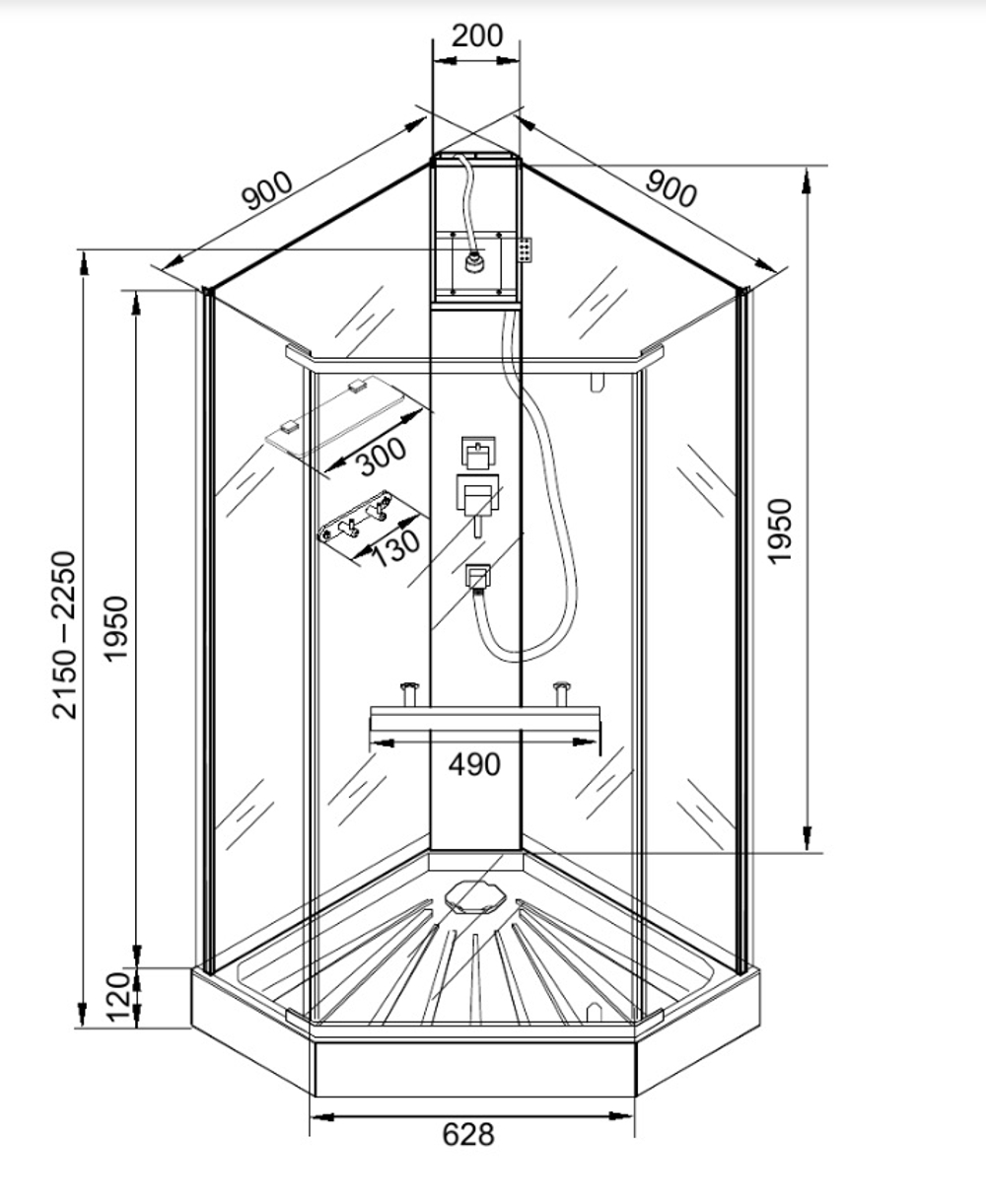 Душевая кабина Ceruttispa (ЧеруттиСпа) CHIKA901B, с низким поддоном, 90x90x225