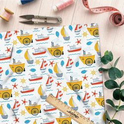 Ткань таффета детские кораблики