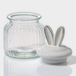 Банка стеклянная для сыпучих продуктов с керамической крышкой Зайка в золотом, 600 мл